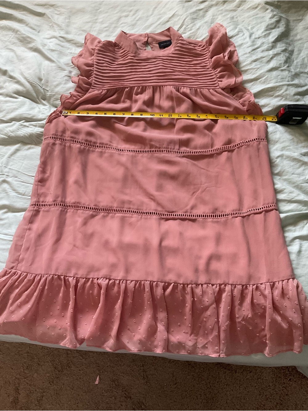 Women’s 1X Who What Wear Blush Pink Pintuck Ruffle Babydoll Dress